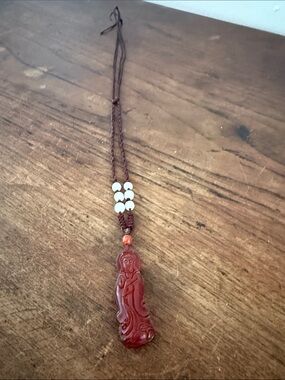 Hand-Carved Red Jade Pendant Necklace - Women Jewelry